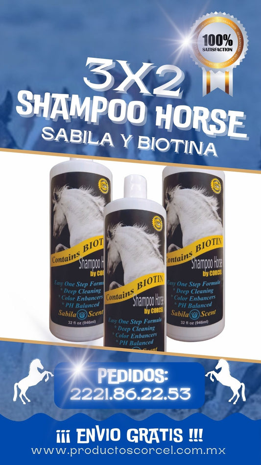 SHAMPOO PARA CABALLO CON BIOTINA 3 X 2