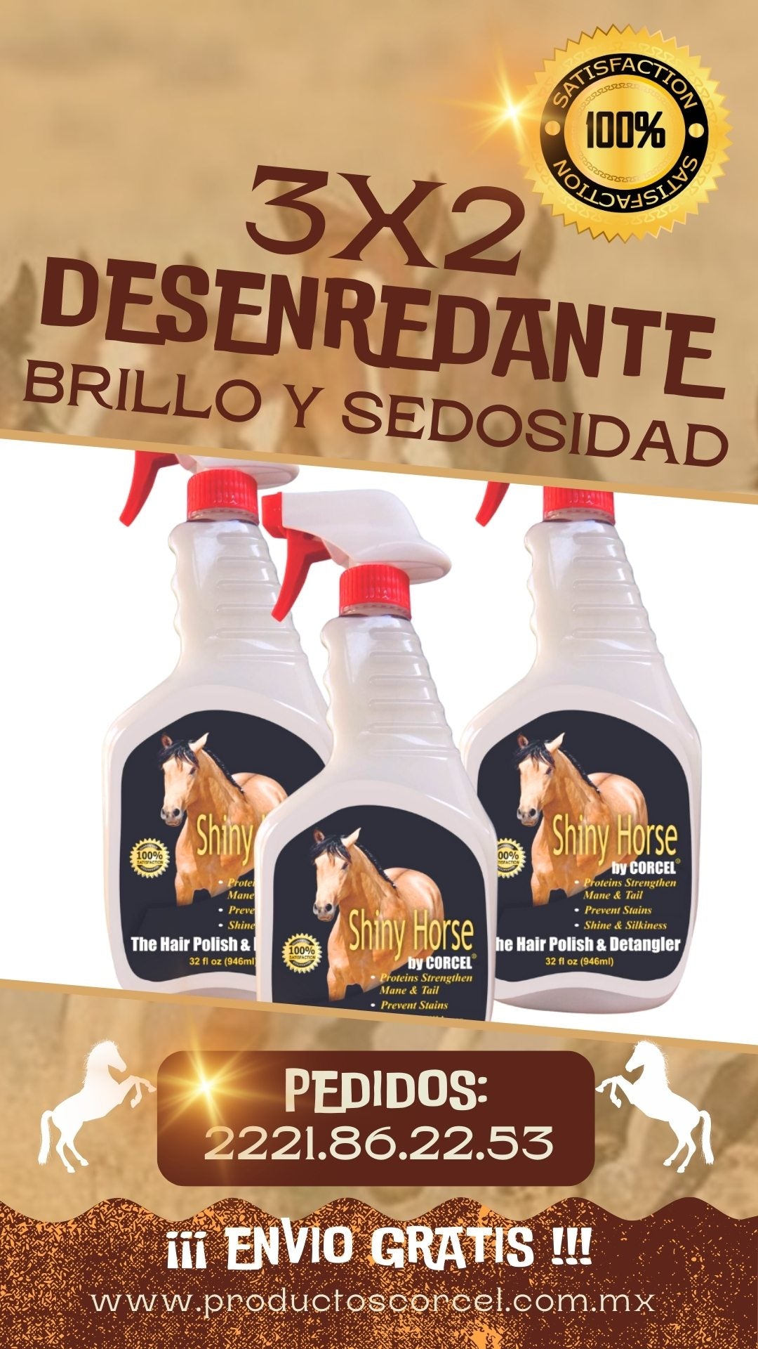 SHINY HORSE ACONDICIONADOR PARA CABALLOS 3 X 2